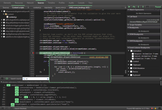 Zero Dark Matrix theme for Chrome Developer tool